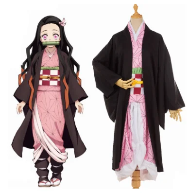 Японский аниме Полный комплект демон Slayer Kimetsu no Yaiba Kamado Nezuko Косплей Костюм Кимоно