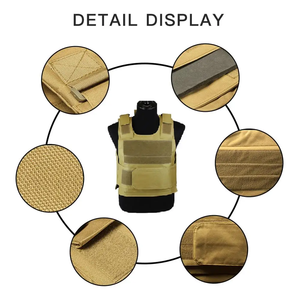 Adjustable Tactical Vest Outdoor Hunting Airsoft Paintball Molle Vest With Chest Protective Plate Carrier Training Protective