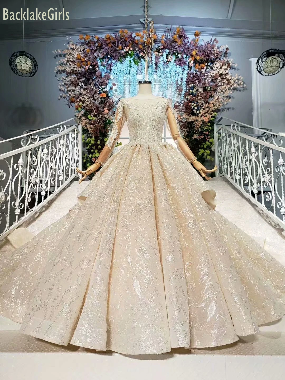 BGW сексуальное атласное свадебное платье с длинным рукавом, Vestido De Noiva Com Manga, ручная работа, расшитое бисером и блестками платье невесты, Robe De Mariee Couleur