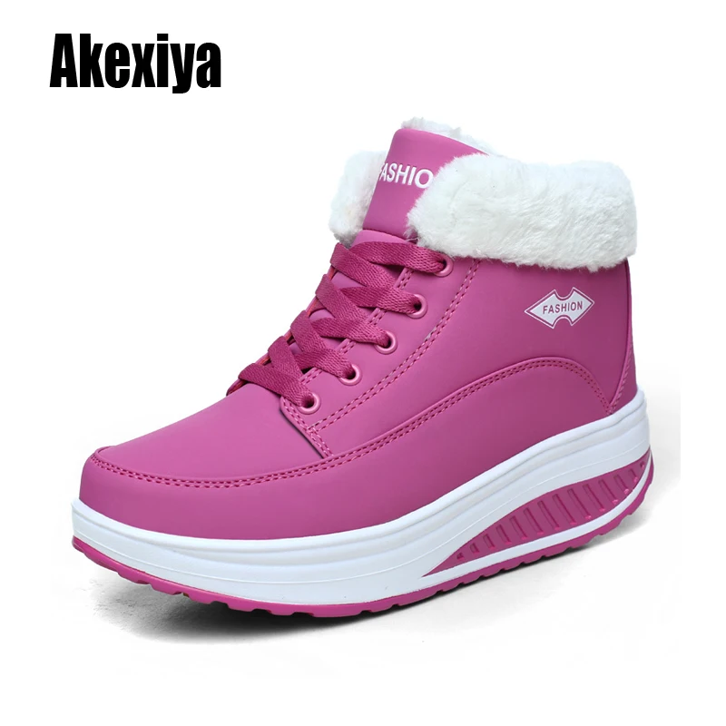 

2020 Winter Women Warm Snow Boots New Fashion Women Female Cotton-paddeVelvet Shoes Fur Ankle Boots For Women Lace Up Heel boots