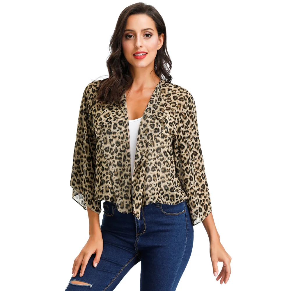 

1950s Women shrug Lightweight Long Sleeve Open Front See-Through bolero summer autumn ladies Chiffon party evening slim coat