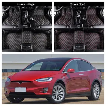 

Custom Made Leather Luxury Car Floor Mats Automobile Foot Mats for Tesla Model X Non-slip Car Accessories Auto Carpet Cover