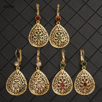 Moroccan Wedding Jewelry Rhinestone Style French Hook Earrings for Women Earrings Trendy Water Drop  Brincos Dangle Earrings 1