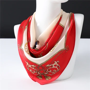 

Carriage Chain Pattern Young Lady of Note Silk Scarf High Quality Luxury Brand Designer Shawls Small Bandana Neck Scarves Women