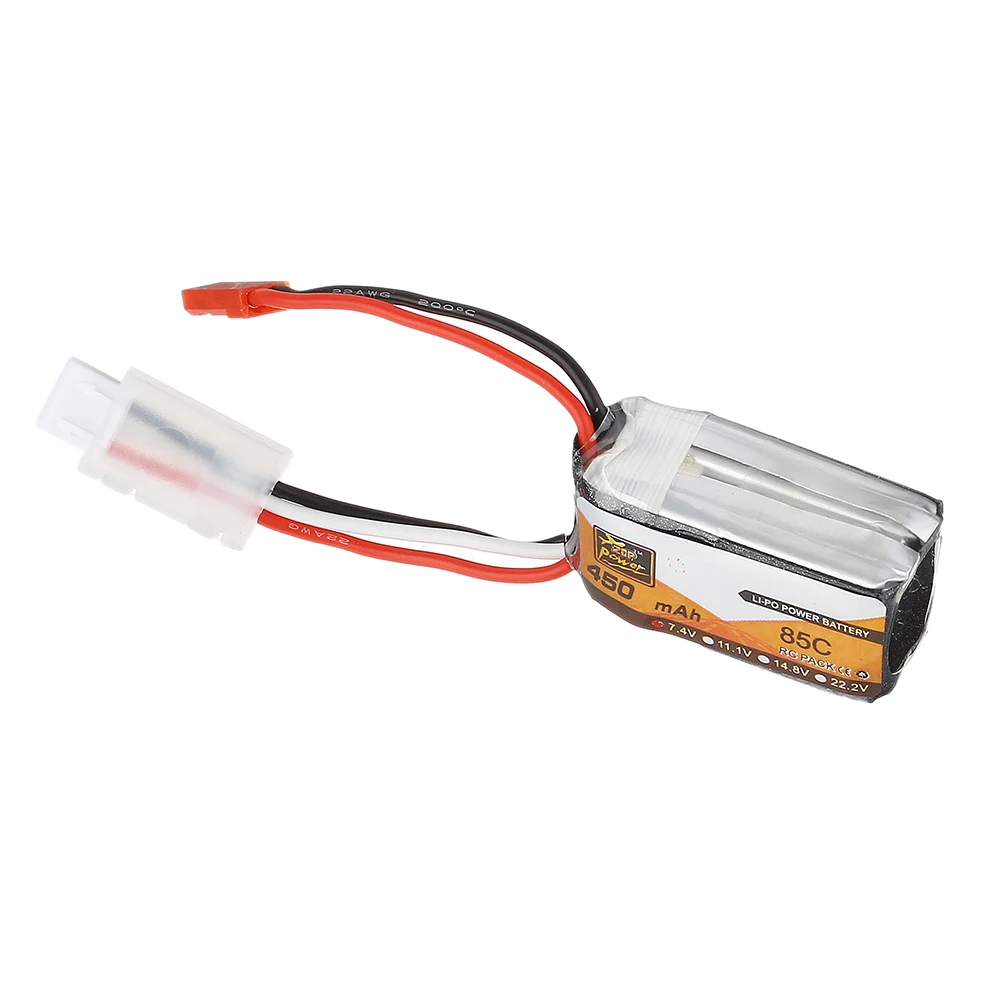 4 шт. ZOP power 7,4 в 450 мАч 85C 2S Lipo батарея JST разъем для радиоуправляемого дрона FPV гоночный самолет с дистанционным управлением Вертолет
