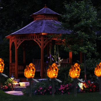 

3Pcs Waterproof IP65 Led Garden Lights Solar Outdoor Squirrel Shape Resin Crafts Landscape Light Path Ground Courtyard Lawn Lamp