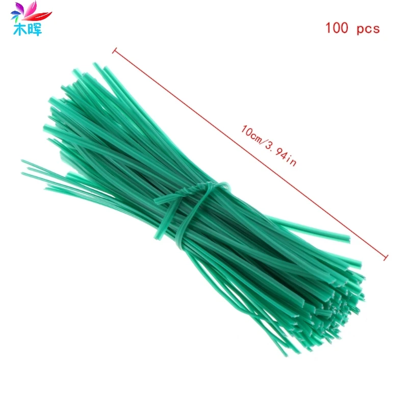 100 Pcs Garden Coated Twist Wire String Tie Plant Support Plastic Strap Cables E65B - Цвет: 10 cm