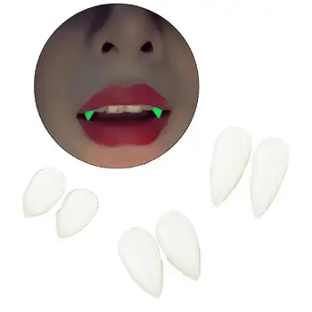 

2Pcs Fake Luminous Vampire Teeth Fangs Dentures Halloween Cosplay Party Favors