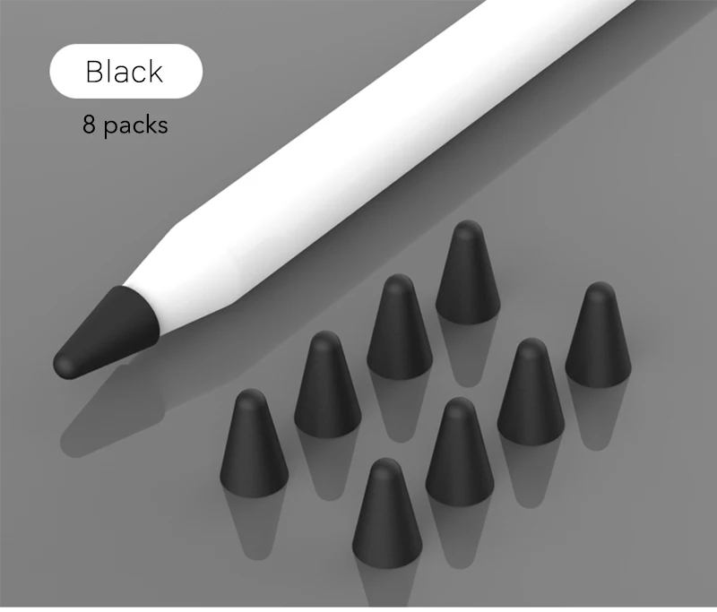 8 шт., силиконовый чехол для Apple Pencil, 1st, 2nd, ручка для тачскрина, для iPad, планшета, сенсорный, защитный рукав, универсальный, для карандаша, 1, 2 - Цвета: Black