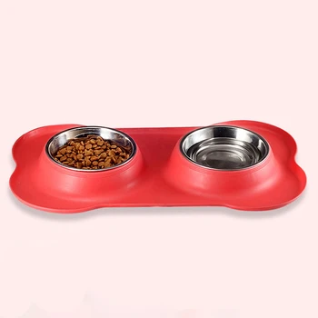 

Double Stainless Steel Pet Bowls Dog Water And Food Bowl Detachable Pet Cat Feeder