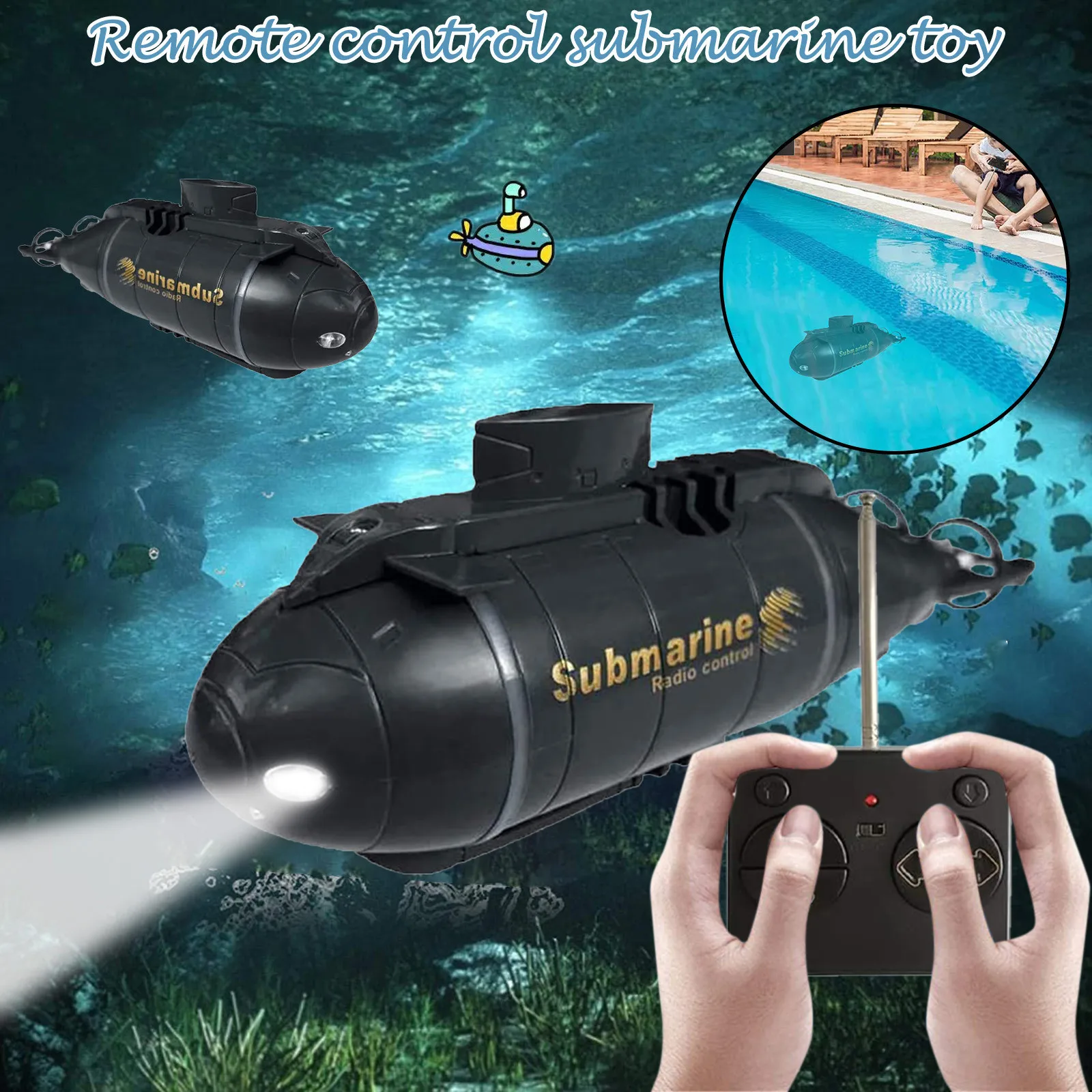 Mini Rc Submarine Remote Control Boat Ship Model Electronic Water Toy Waterproof Diving For Fish
