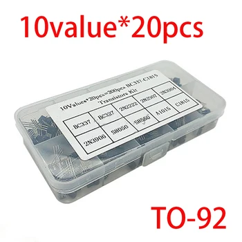 

10value*20pcs 200PCS BC337-25 BC327-25 2N2222 2N2907 2N3904 2N3906 S8050 S8550 A1015 C1815 Transistor Assortment Kit with box