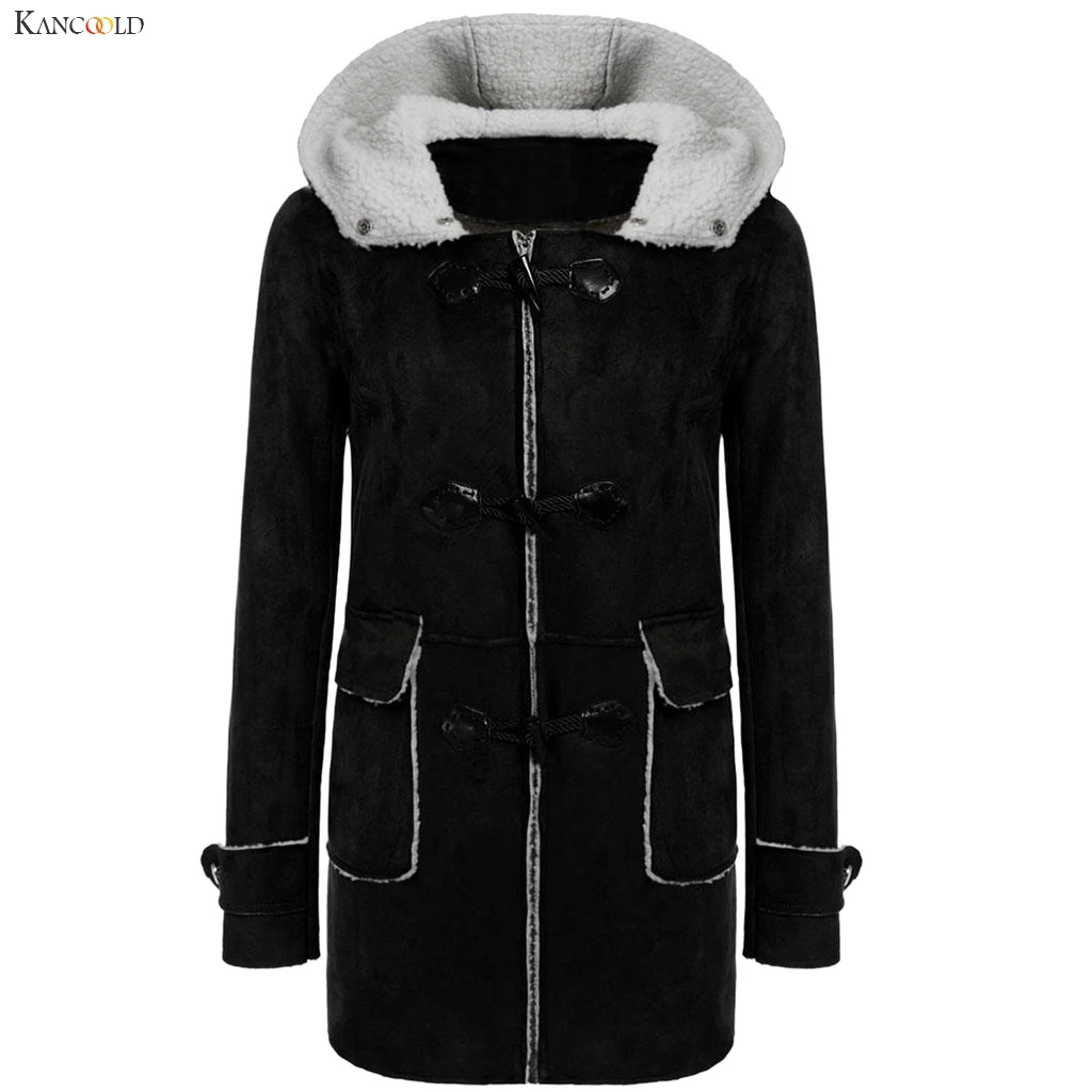 KANCOOLD пальто для женщин с капюшоном из роговой кожи с пряжкой из искусственного меха флисовая верхняя одежда теплые модные пальто и куртки для женщин 2019Oct8