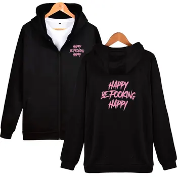 

Hip hop yungblud be fooking happy print Women/men Zipper Hoodie Sweatshirt 2019 NEW Fashion Casual Zipper Hooded Sweatshirt