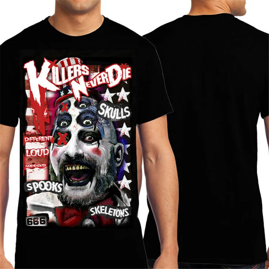 Knd Sideshow Sig Haig Captain spaulding House из 1000 трупов Мужская футболка Черная большая длинная футболка