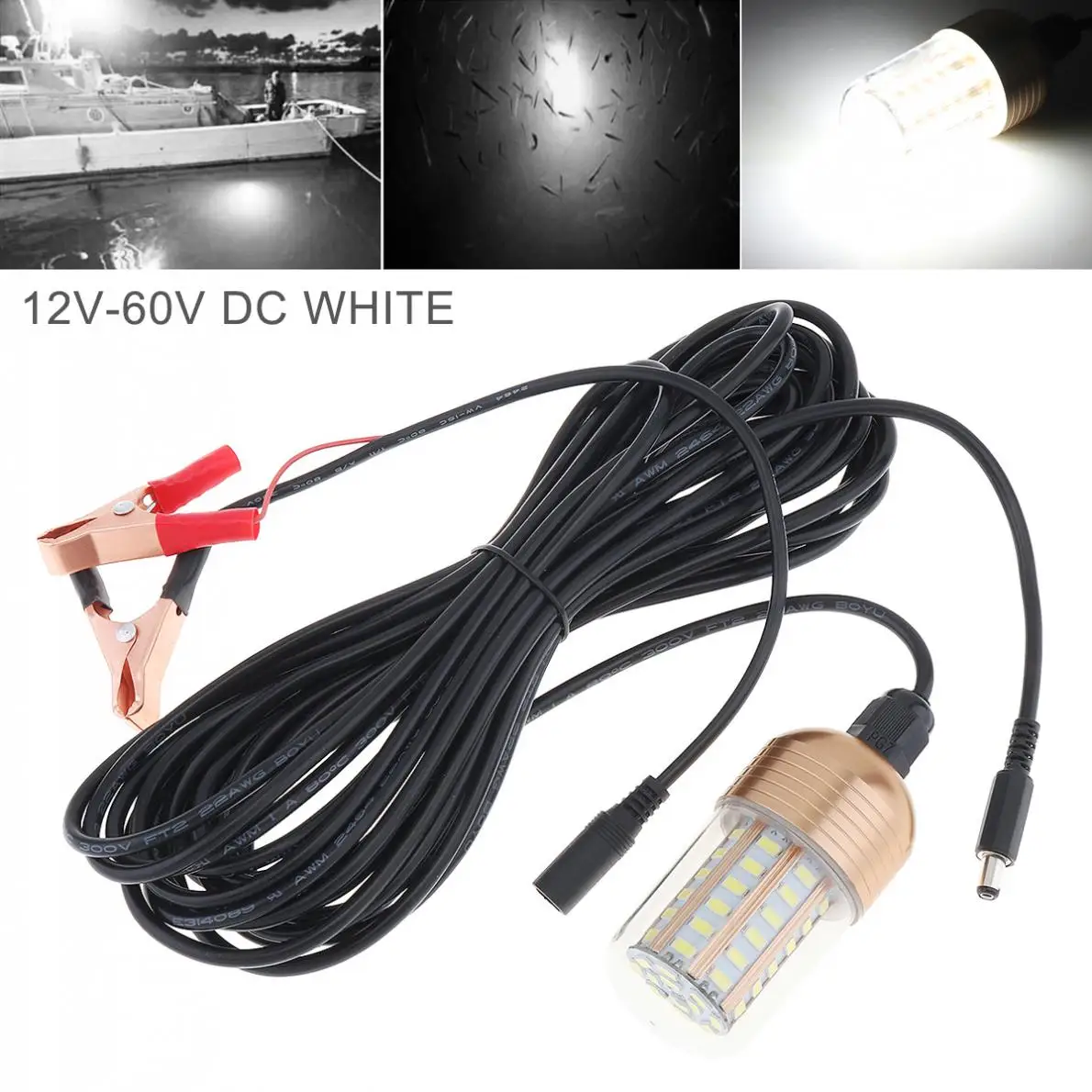 

30W 12V-60V Fishing White Light 108pcs 2835 LED Underwater Fishing Light Lures Fish Finder Lamp Prawns for Underwater Lighting