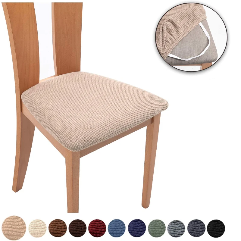 Spandex Jacquard Dining Room Chair Seat Covers Removable Washable Elastic Cushion Covers for Upholstered Dining Chair