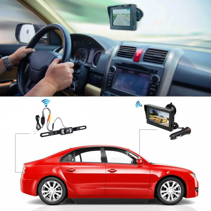 

Wireless Backup LCD Monitor License Plate + Rear View Camera Kit Waterproof 100% brand new and high quality