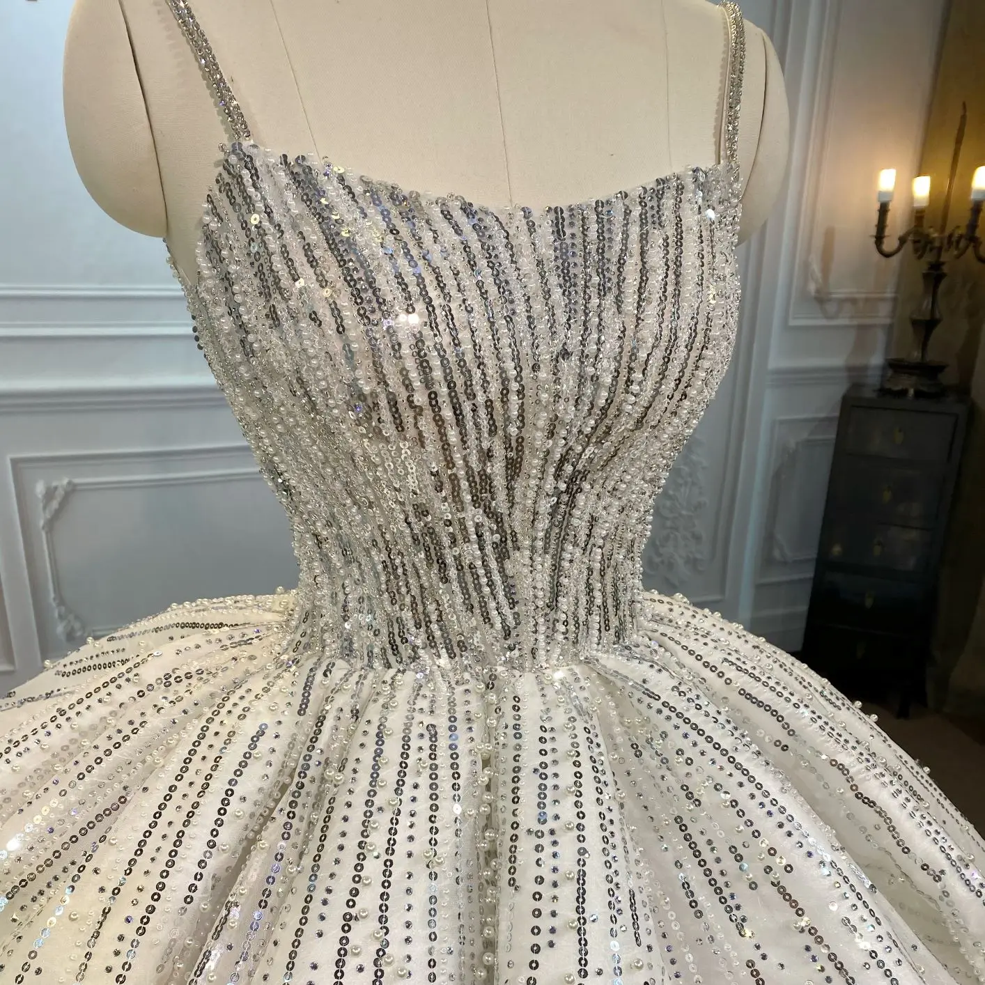 Marnahm 2022 New Design Luxury Woman Wedding Dress VNeck Full Bead