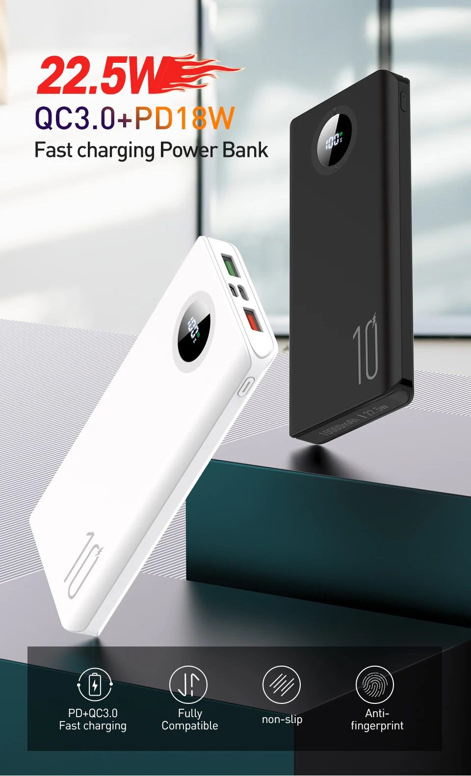 PZOZ 5A Power Bank 10000mAh Fast charging Mobile Phone External Battery Portable Charger 20000mAh PowerBank For iPhone Xiaomi Mi best power bank for iphone