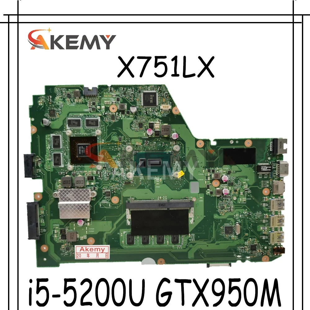 X751LX motherboard For Asus X751L K751L X751LK laptop Mainboard GTX 950M I5-5200 4G RAM | Компьютеры и офис