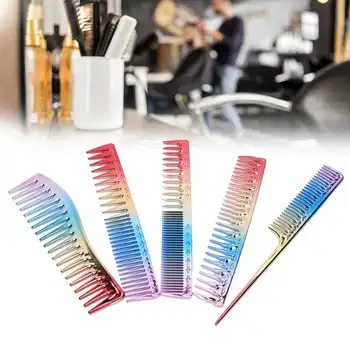 

5pcs Space Aluminum Colorful Gradient Haircut Comb Salon Hairdressing Comb Styling Tool Professional Hair Styling Tools Combs