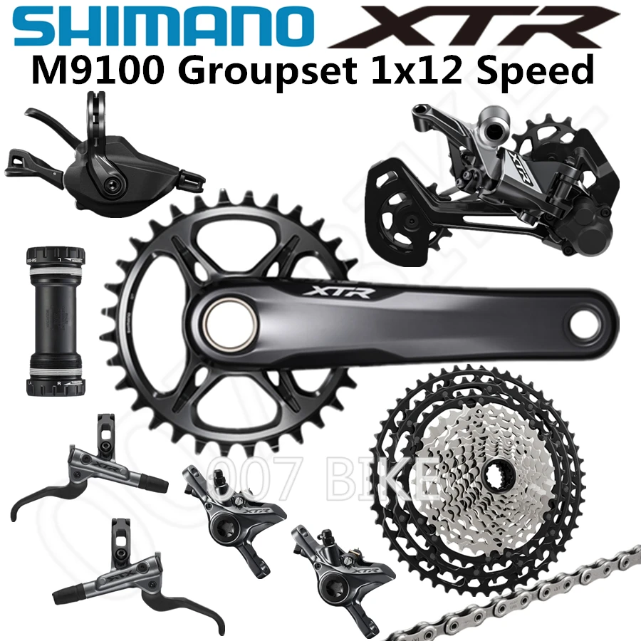 SHIMANO DEORE XTR M9100 Groupset Mountain Bike 1x12 Speed M9100  deragliatore posteriore XTR Shift Cassette 10 51T M9100 gruppo  freno|Bicycle Derailleur| - AliExpress