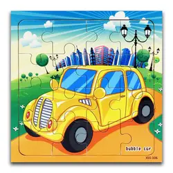 16 шт., детский автомобиль-головоломка, деревянные пазлы, мультяшный классический автомобиль, дорожное движение, деревянный пазл, детские