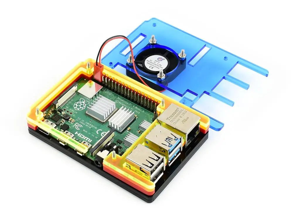 Акриловый чехол Waveshare для Raspberry Pi 4 с цветным радужным покрытием охлаждающим