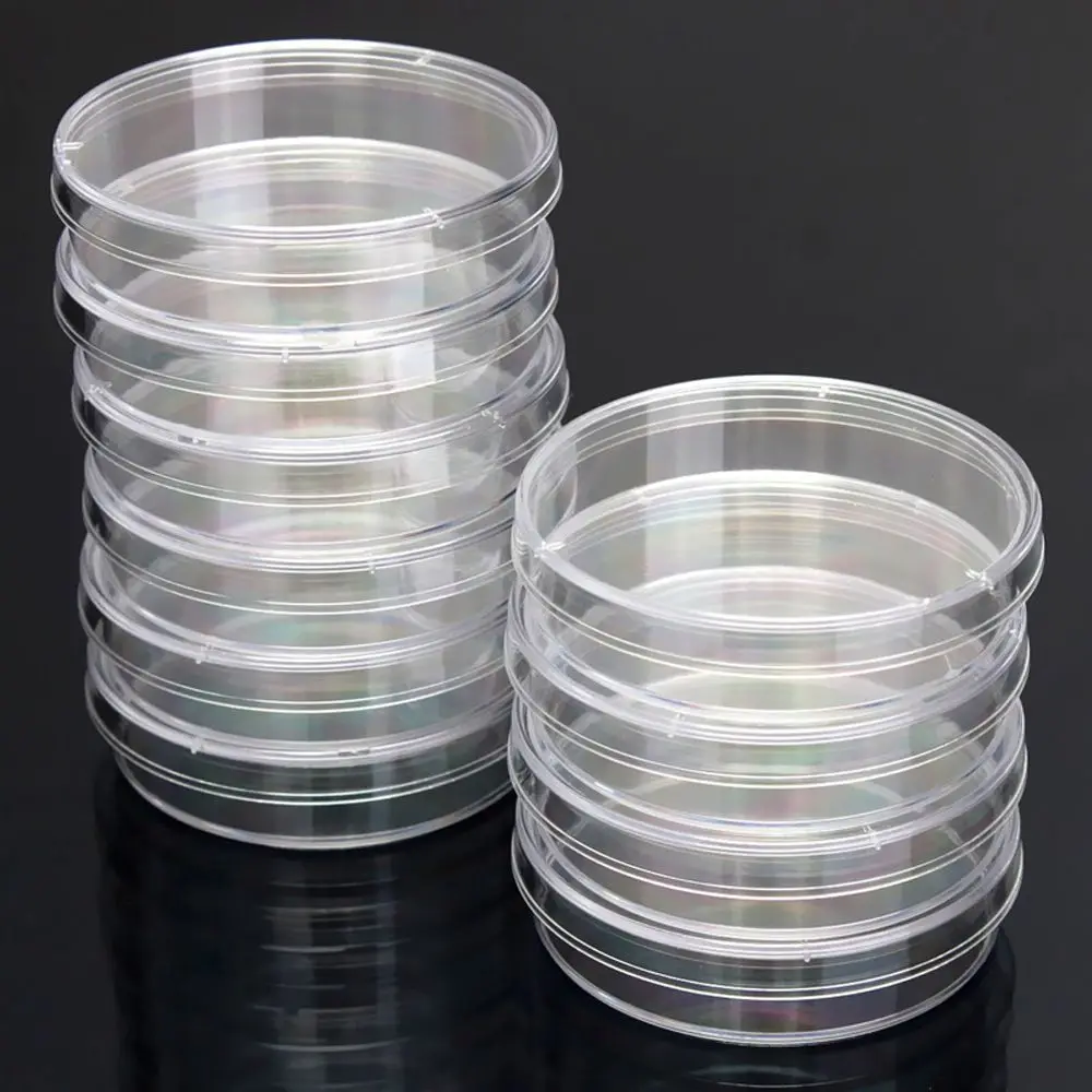 10Pcs Plastic Sterile Petri Dishes Bacteria Culture Dish with Lids 55x15mm for Laboratory Biological Scientific School Supplies