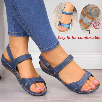 

PU Leather Sandals For Women Sandals Casual Summer Shoes Comfort Work Sandals 2020 Ladies Luxury Beach Flat Sandalia Rasteirinha