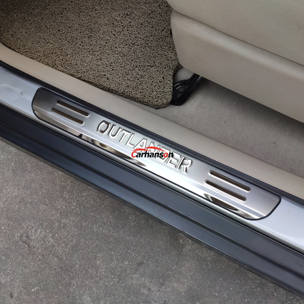 Для Mitsubishi outlander аксессуары 2013 Нержавеющая сталь порога полосы протектор стайлинга автомобилей Стикеры