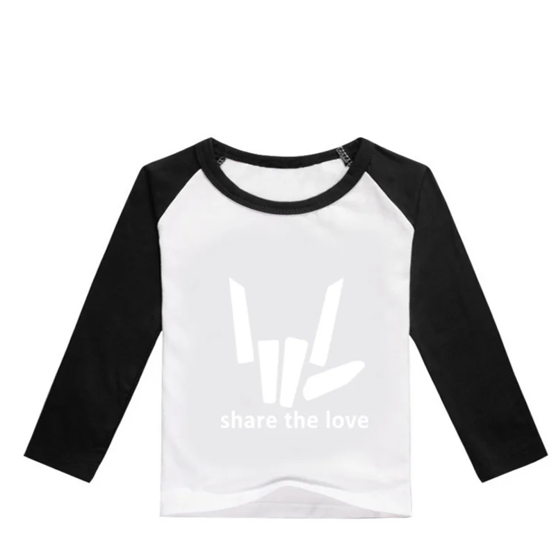 Z& Y/ Модная рубашка с надписью «Share The Love» для детей 2-16 лет, детские футболки, футболка с длинными рукавами и круглым вырезом для мальчиков, рубашки для маленьких девочек, уличная одежда - Цвет: color 1