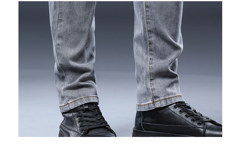 Осенние мужские синие джинсы на подкладке, Стрейчевые джинсы, весенние джинсы для мужчин, дизайнерские облегающие Брендовые брюки, джинсы черного цвета, F1988