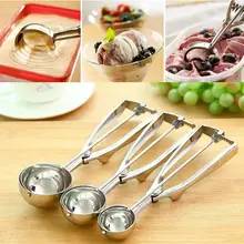 27 New Kitchen Ice Cream Mash Potato Scoop Stainless Steel Spoon Spring Handle Kitchen Accessories Wholesale 3 size for choose