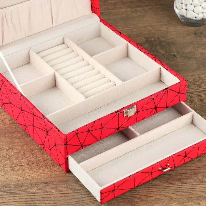 Jewelry Box Pu Jewelry Multi Color Spider Web On Red Leather Jewelry Boxe