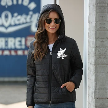 

LUCKYFRIDAY lil pee popular Winter Jacket women Plus Size Womens Outerwear solid hooded Coats Female Slim Cotton