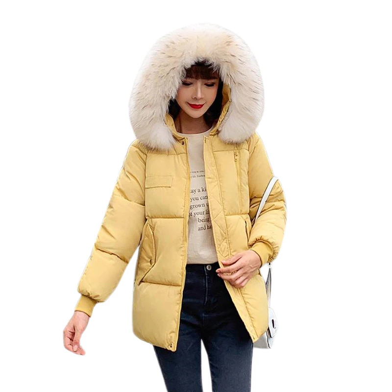 Зимнее женское пуховое пальто с большим меховым воротником, стеганая куртка, женские стеганые пальто, женские утепленные парки - Цвет: Y