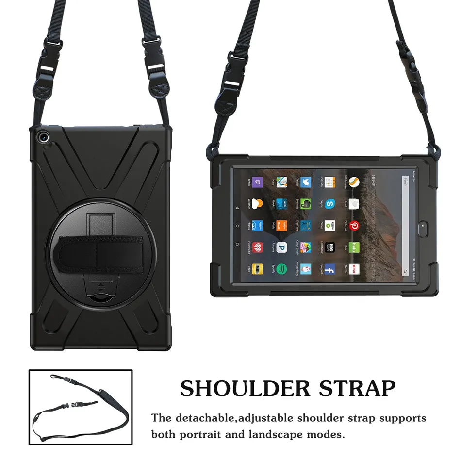 Для Amazon Fire HD 10 чехол Funda Coque Shell Подставка держатель противоударный против падения силиконовый чехол с ручным плечевым ремнем