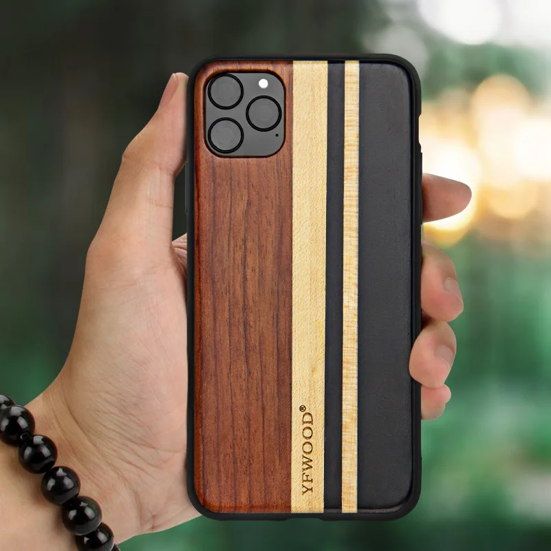 3 YFWOOD совместимый для iPhone 11 Pro Max чехол 6,5 дюймов, уникальный деревянный ударопрочный защитный чехол для iPhone 11 P - Цвет: 3