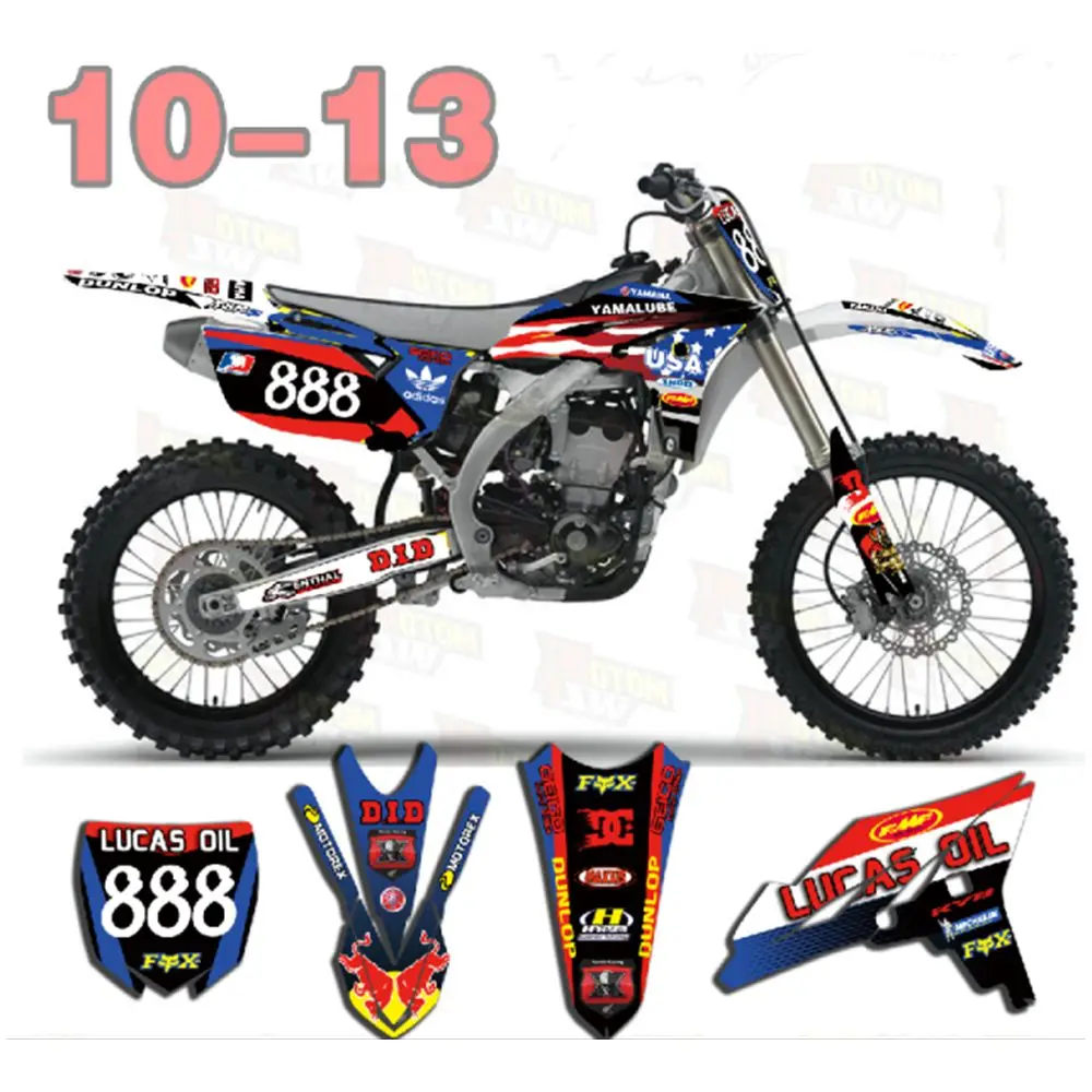 

New Full Graphics Decals Stickers Custom Number Name Glossy Bright Stickers Waterproof for YAMAHA YZF250 2010-2013