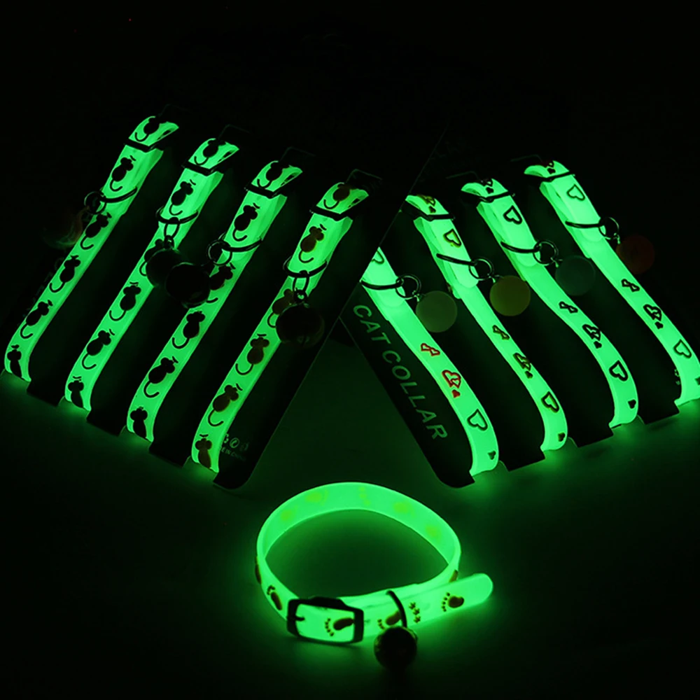 New Adjustable Rubber Luminous Pet Puppy Dog Cat Collars With Bells Ball Random Color Outdoor Pet Collar For Pet Supplies New Adjustable Rubber Luminous Pet Puppy Dog Cat Collars With Bells Ball Random Color Outdoor Pet Collar For Pet Supplies