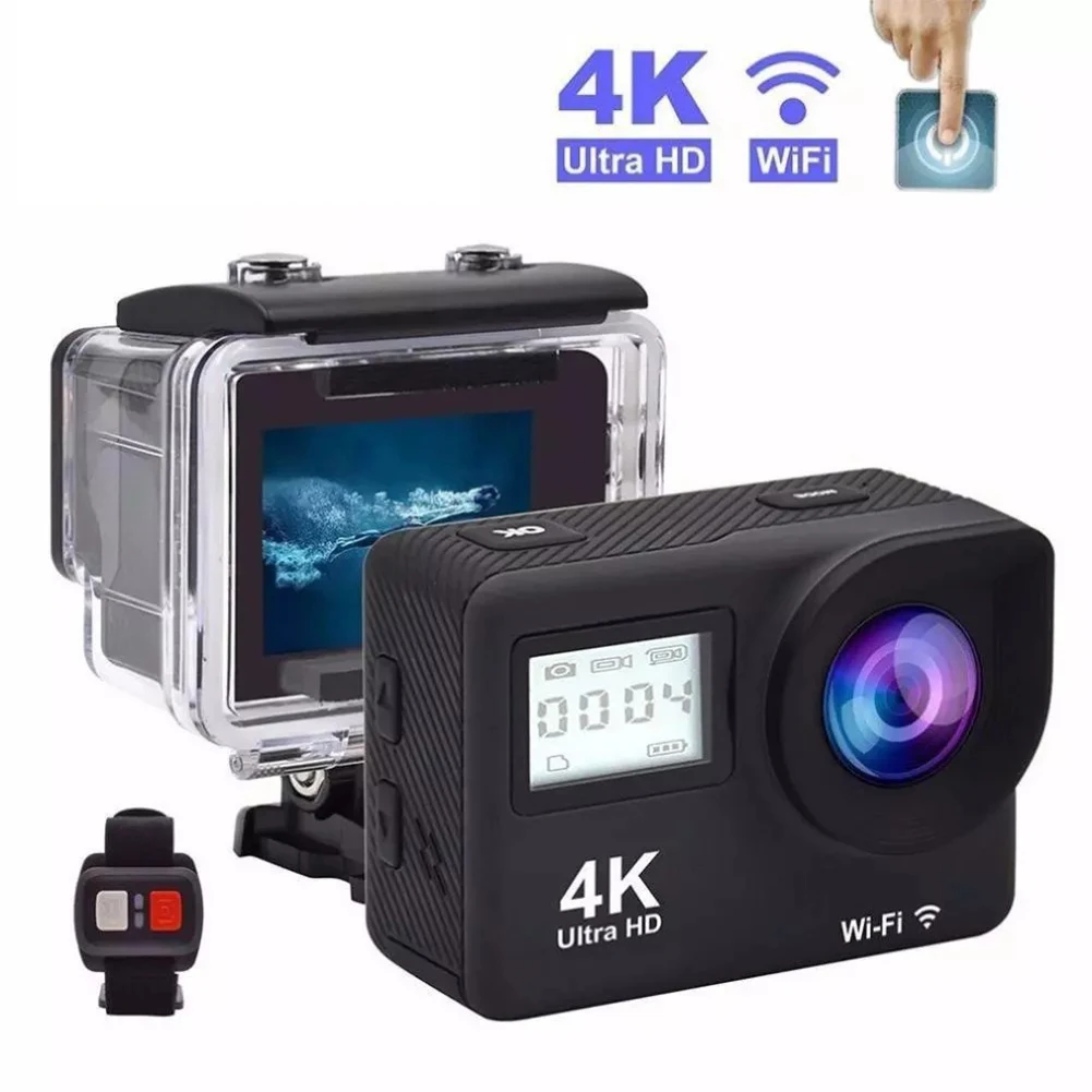 Экшн-камера Ultra HD 4K с двойным жк-дисплеем Wi-Fi 12 МП 170 градусов | Электроника