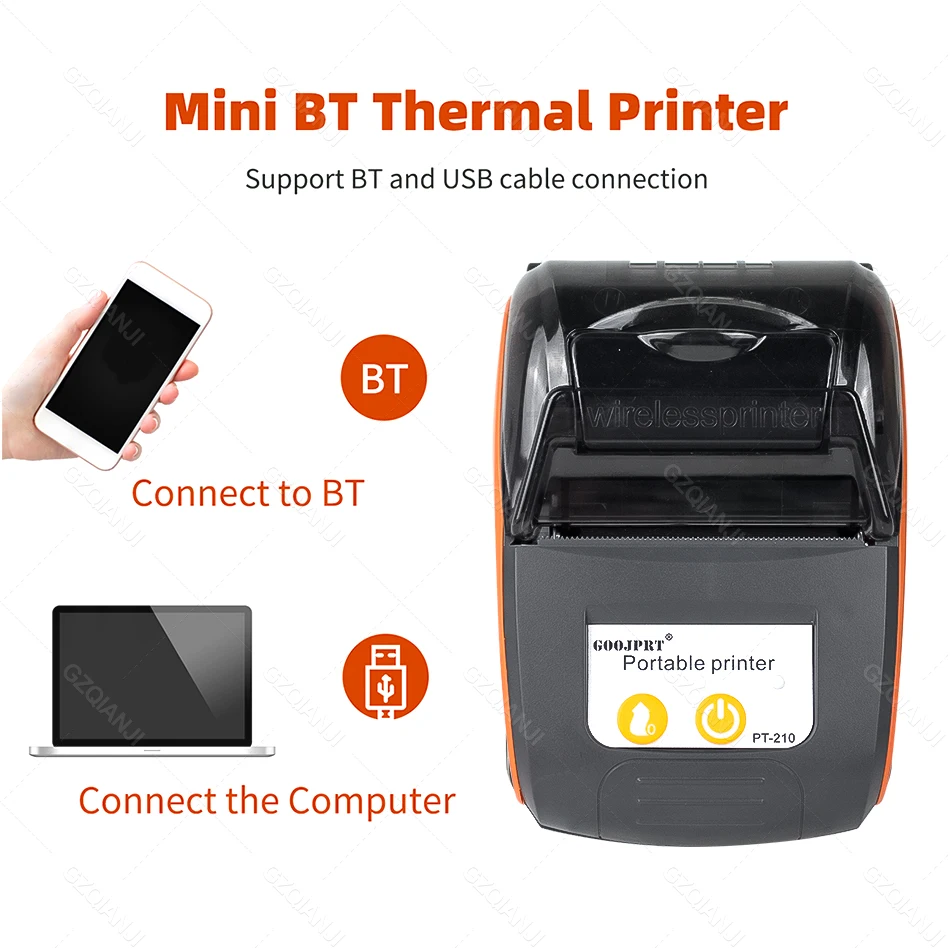 Mini imprimante de reçus thermique portable sans fil, Bluetooth, 58mm,  téléphone portable, Android, POS, PC, Bill Makers, Prquinze - AliExpress