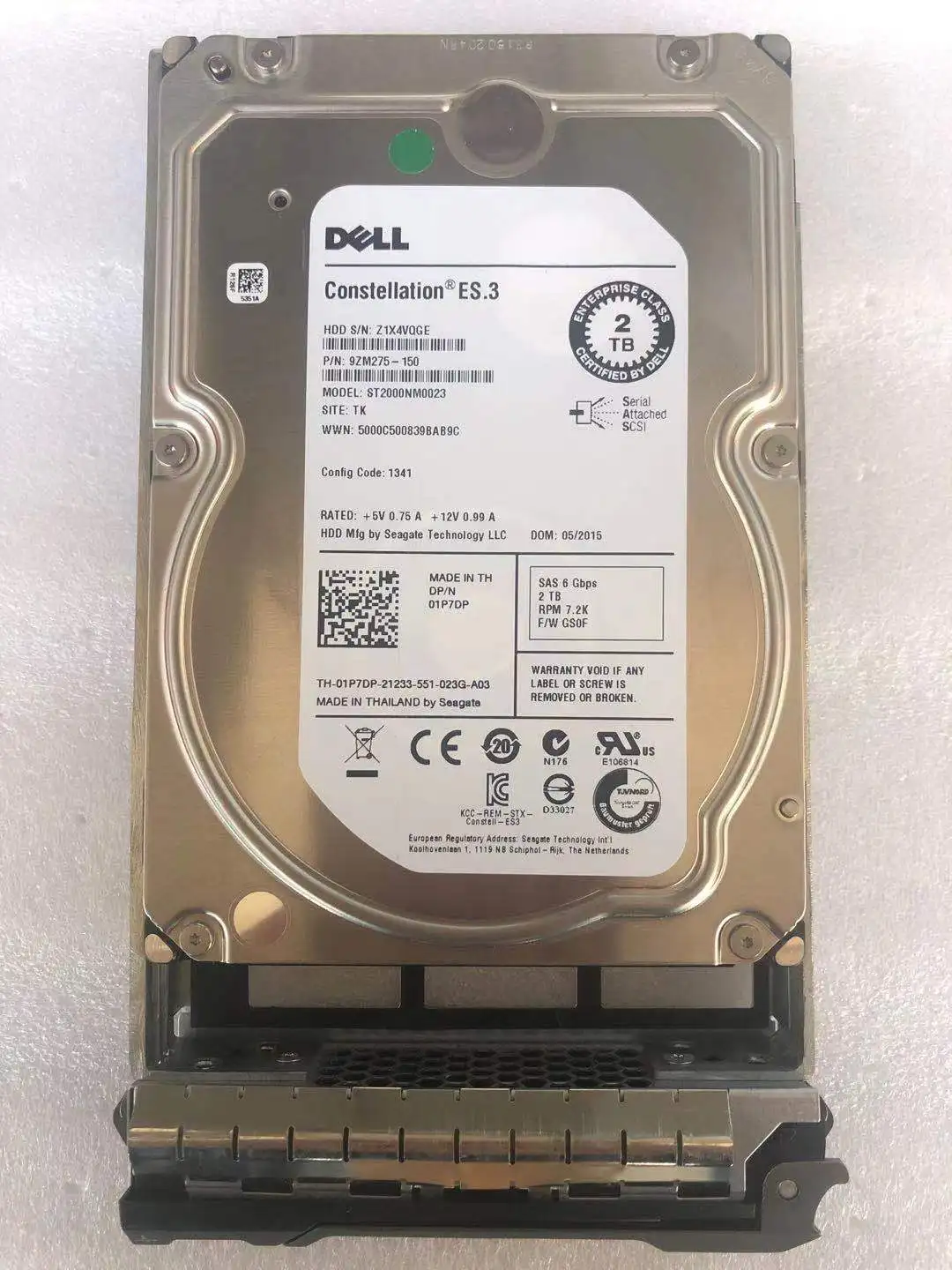 DELL 1P7DP 01P7DP 2TB 7,2 K 6 Gb/s 3,5 SAS Drive ST2000NM0023