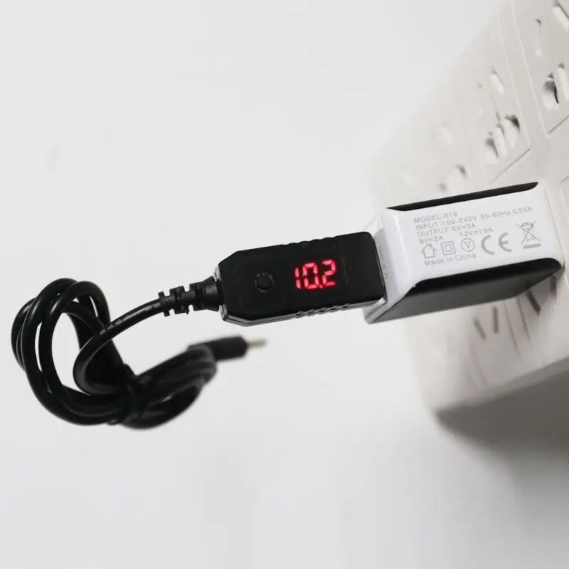 S-TROUBLE Universal QC 3.0 USB auf 5V-12V einstellbare Spannung Step Up 5,5x2,1mm Kabel Power Boost Line für WiFi Router LED Strip 12V Gerät