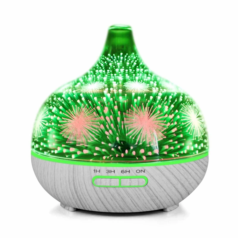 

3D Firework Glass Air Humidifier with 7Color Led Night Light Aroma Essential Oil Diffuser Mist Maker Ultrasonic Humidifier White