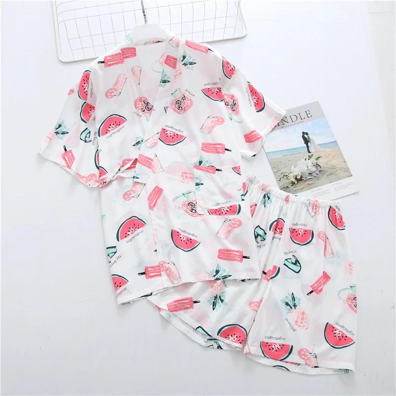 Женский пижамный комплект из 2 предметов шорты с милым принтом вискозы коротким