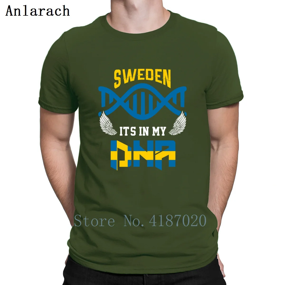 Футболка Sweden Is My Dna, базовая одноцветная, размер S-3xl, индивидуальная, смешная футболка для мужчин, с рисунком, в стиле хип-хоп, со слоганом - Цвет: Army Green