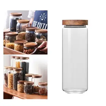 

1300ml 1pc Kitchen Sealed Glass Jar Transparent High Borosilicate Glass Grain Container Sealed Glass Jar Food Storage Box